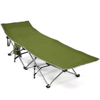 Costway Folding Camping Cot Heavy-Duty Outdoor Cot Bed Green OP70768GN