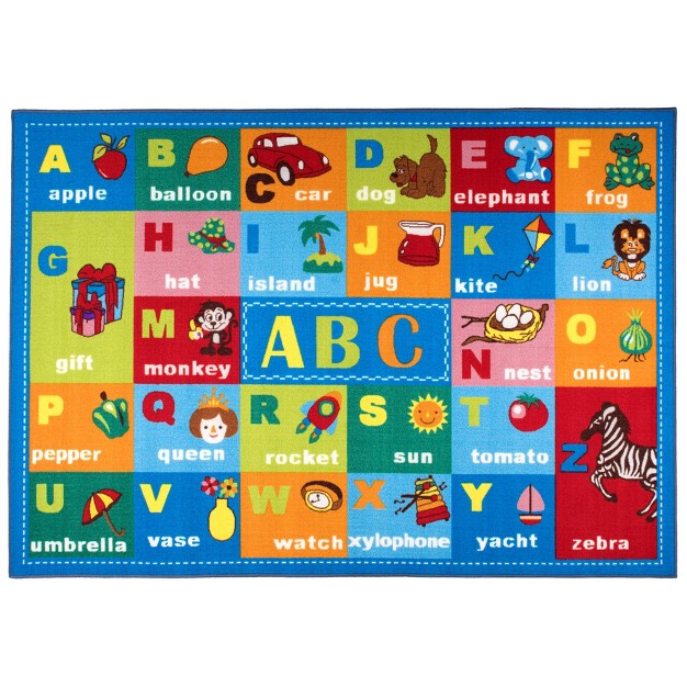 World Rug Gallery Kids Educational Learning Alphabet Symbols Non Slip Area Rug