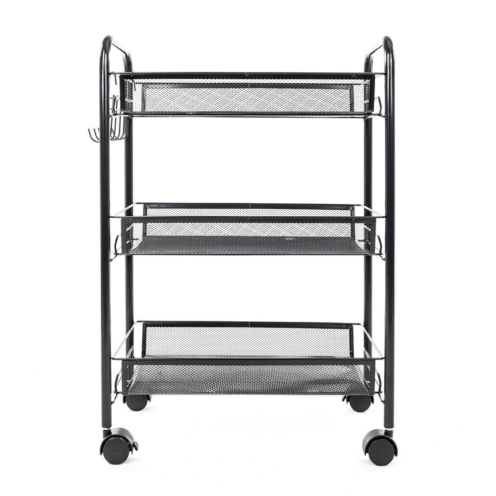 Karl home 3 Tiers Iron Multi-Functional 4-Wheeled Storage Cart in Black 302589548547