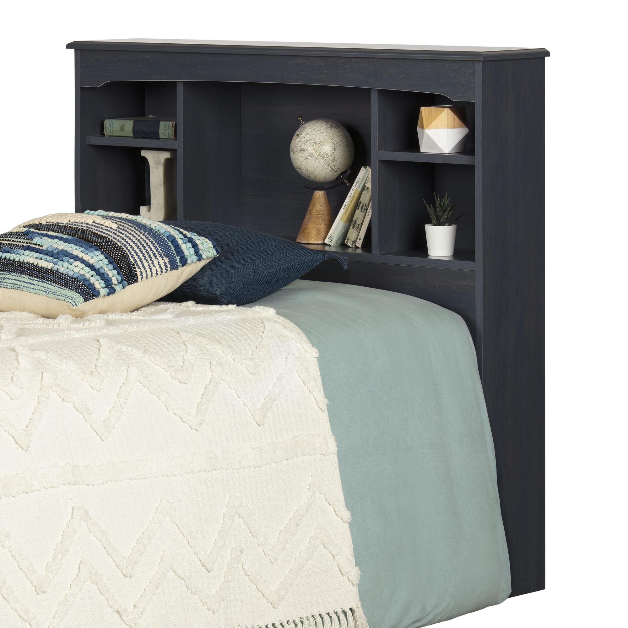 South Shore Aviron Twin Bookcase Headboard 39'', Blueberry