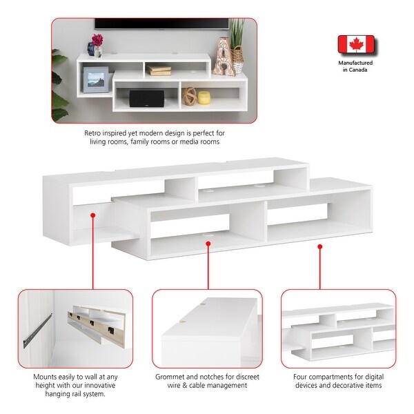 Prepac Modern Wall Mounted Media Console and Storage Shelf - 58