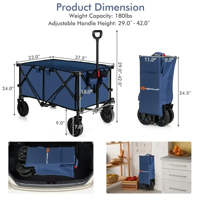 Outdoor Collapsible Utility Garden Wagon Cart Trolley Buggy