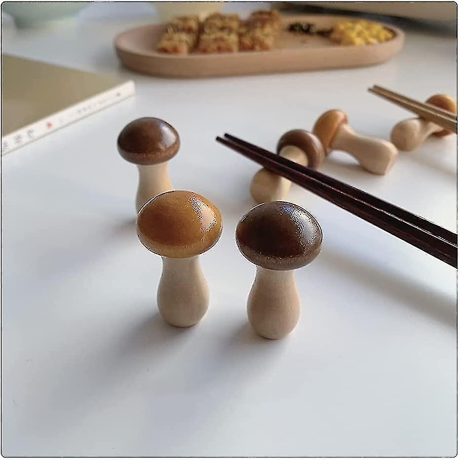 6 Pcs Super Cute Small Mushroom Chopsticks Stand Rest Rack Spoon Fork Knife Holder Set，creative Mush