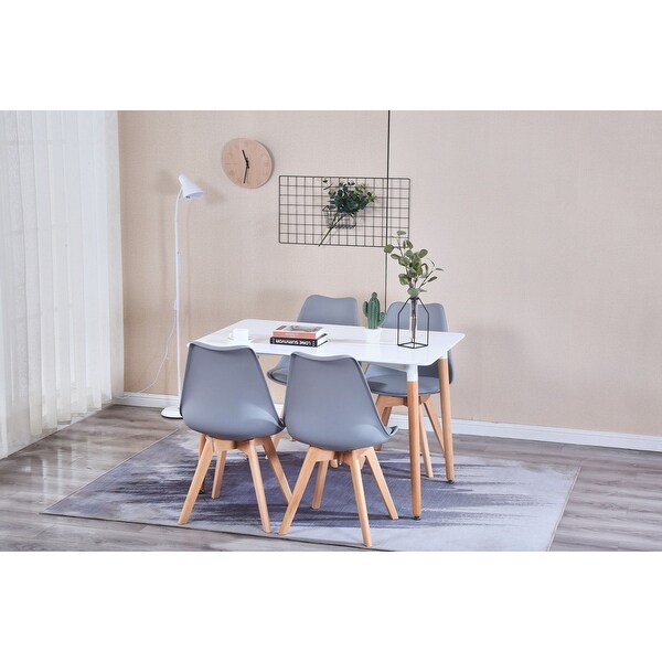 4 Pcs Dining Chairs， Armless Kitchen Chairs Side Chair with Wood Legs