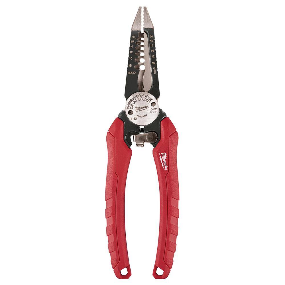 MW 7.75 in. Combination Electricians 6-in-1 Wire Strippers Pliers 48-22-3079