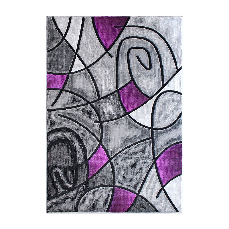 Masada Rugs Masada Rugs Trendz Collection 6'x9' Modern Contemporary Area Rug in Purple， Gray and Black