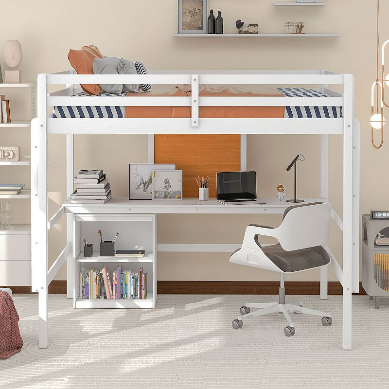 Merax Full size Loft Bed with Desk and Writing Board