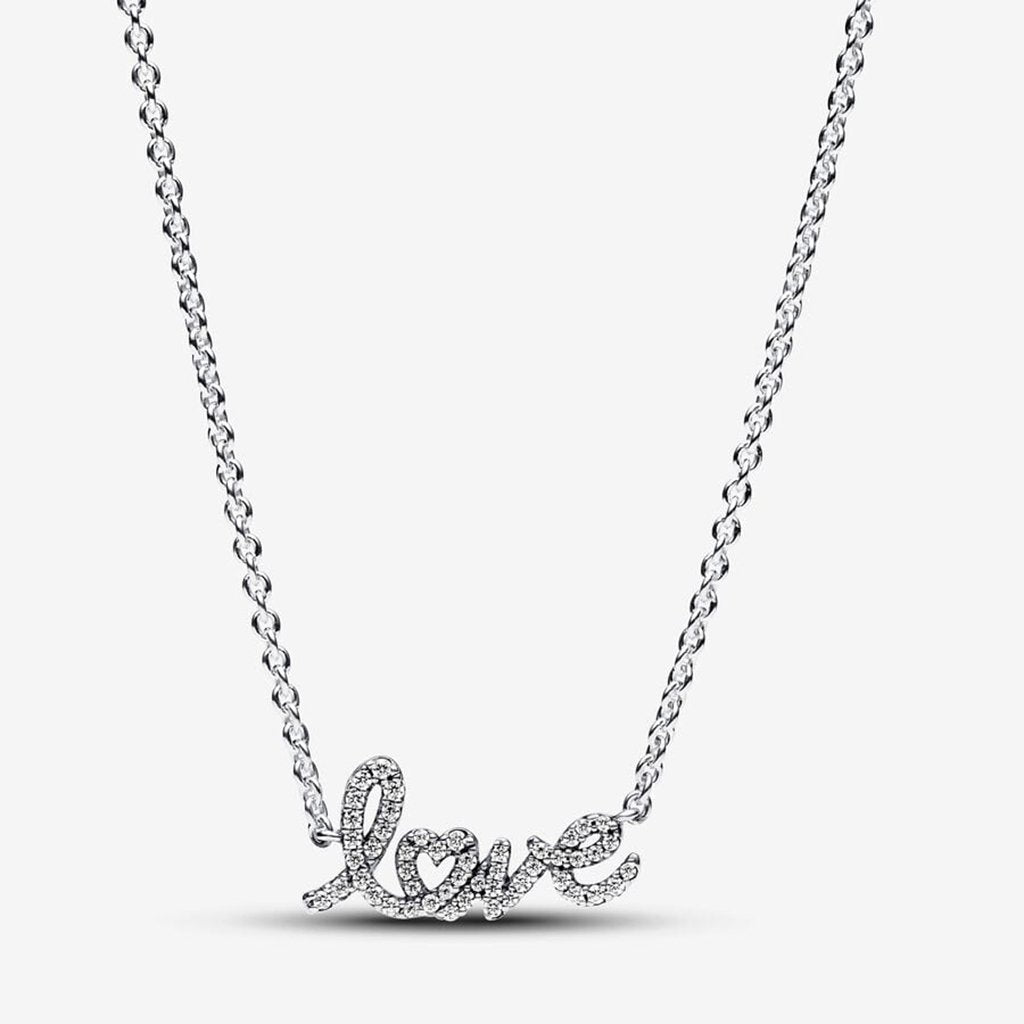 PANDORA  Sparkling Handwritten Love Collier Necklace - Sterling Silver