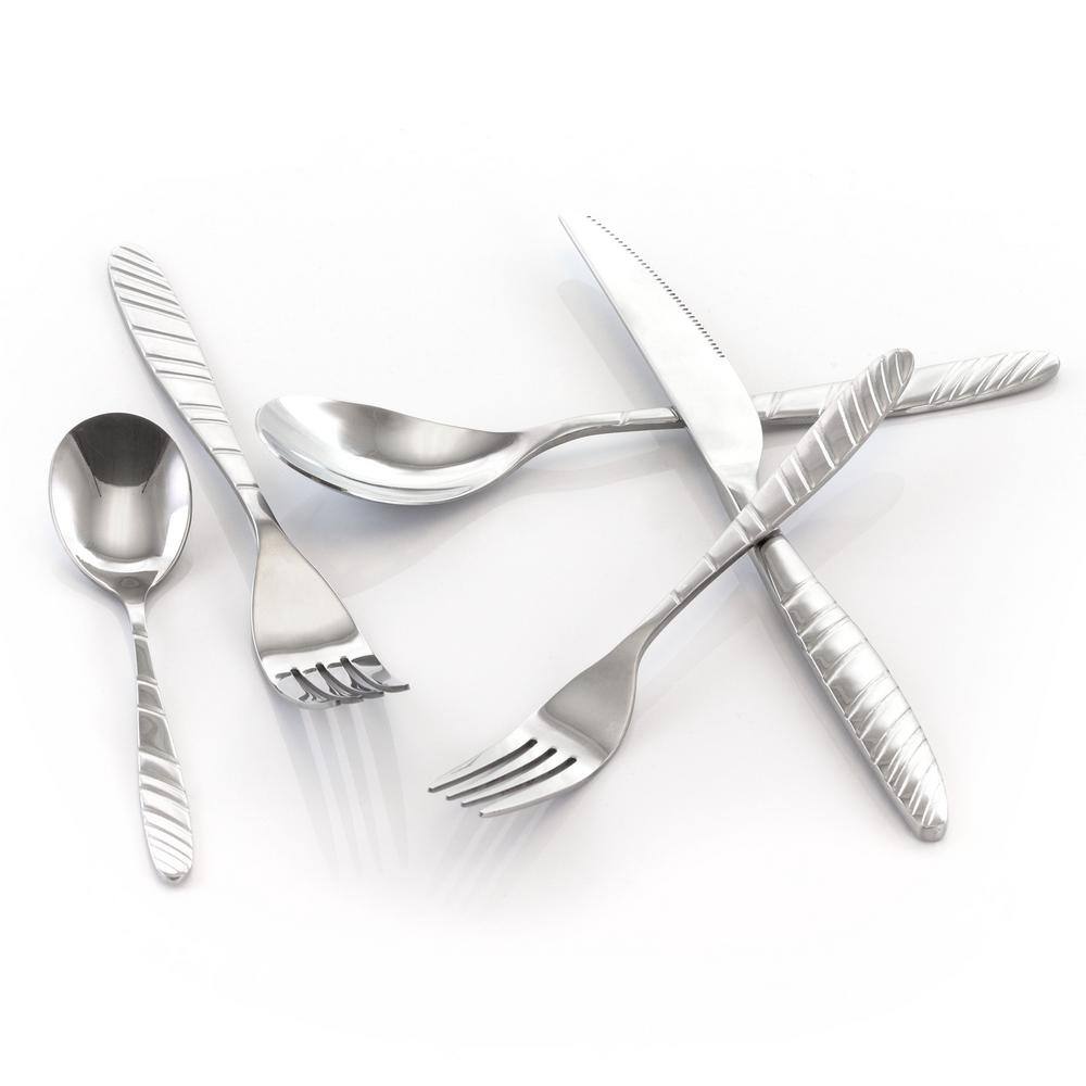 MegaChef La Vague 20-Piece Silver Stainless Steel Flatware Set (Service for 4) 985112469M