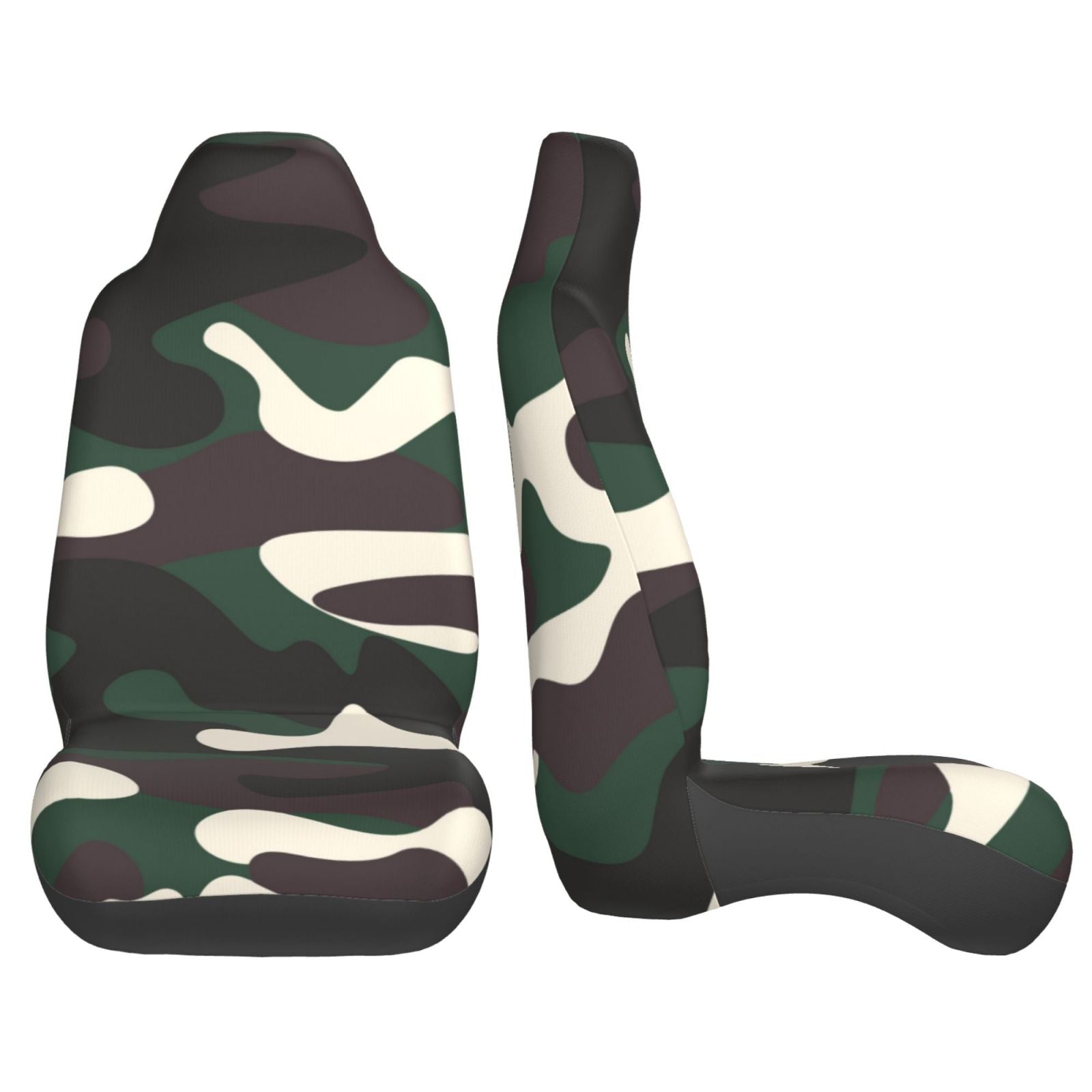 LNWH Car Seat Covers， Green Camouflage Car Interior Seat Covers - Universal Fit Most Cars， SUV， Trucks， 2pcs Car Seat Protectors