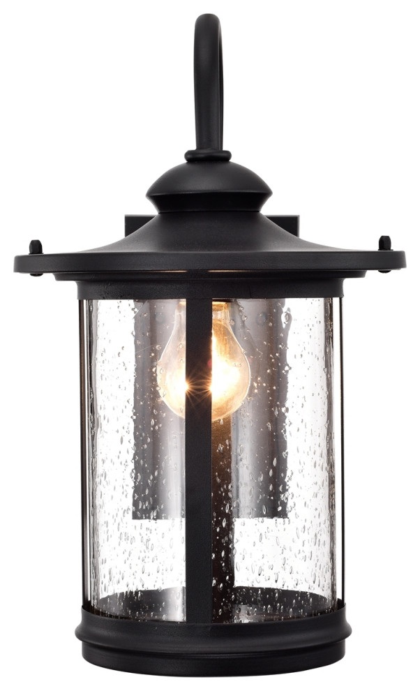 Cole Transitional 1 Light Textured Black Outdoor Wall Sconce 16 quotHeight   Transitional   Outdoor Wall Lights And Sconces   by Homesquare  Houzz