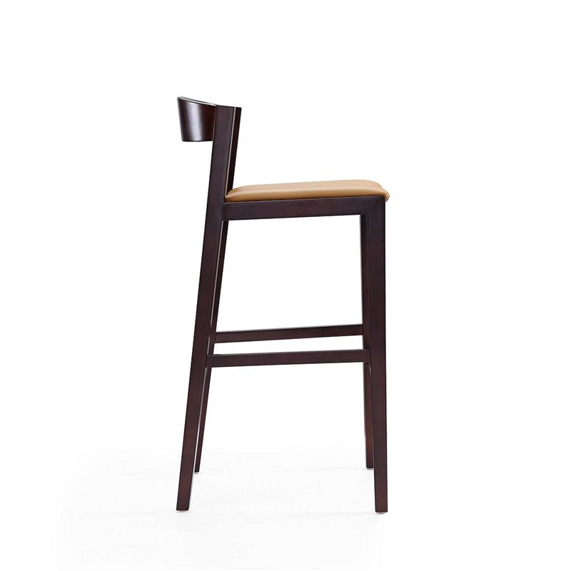 Manhattan Comfort Klismos 40.75 in. Camel and Dark Walnut Beech Wood Barstool (Set of 2)