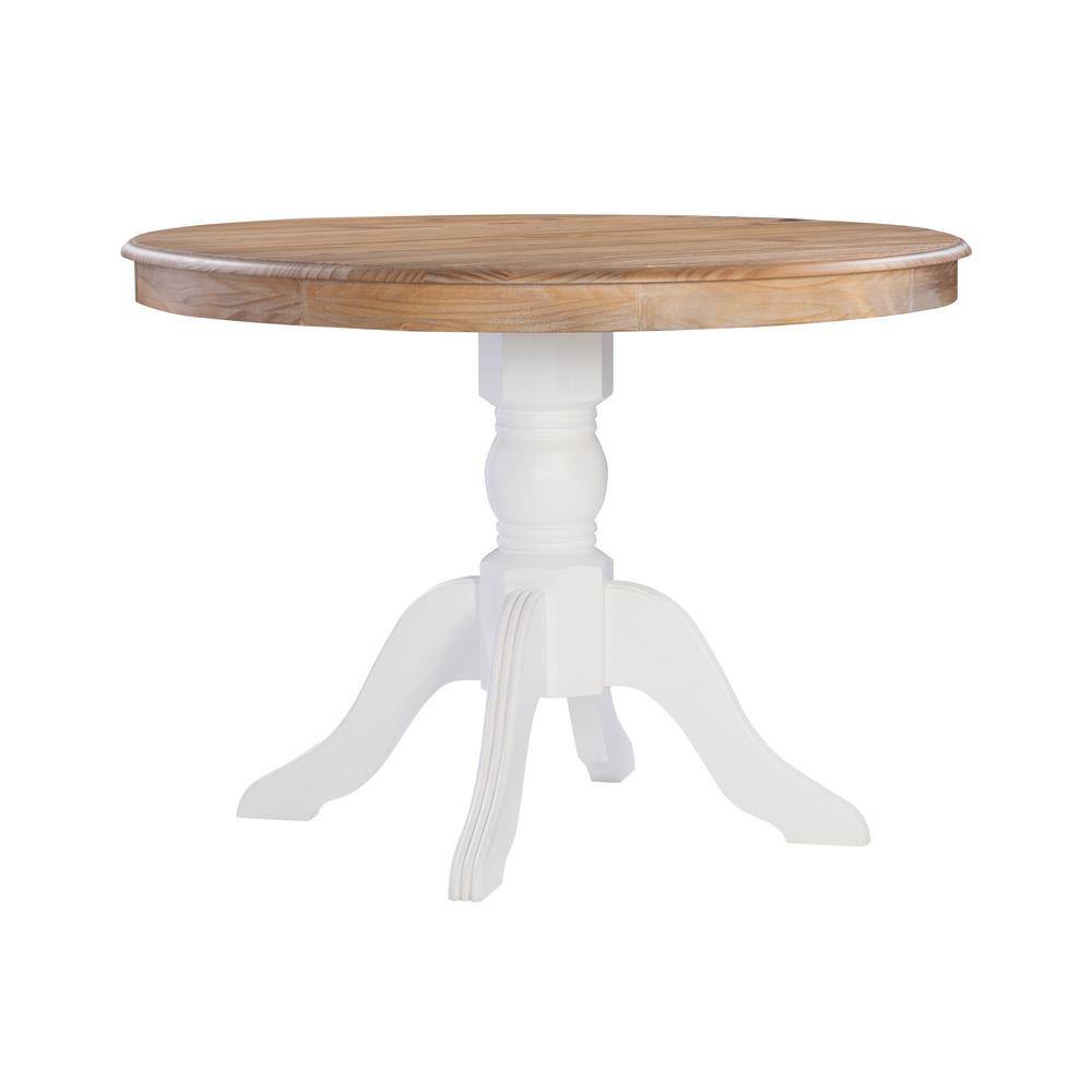 Linon Home Decor Linon Barnett White and Natural Pedestal Dining Table THD02676