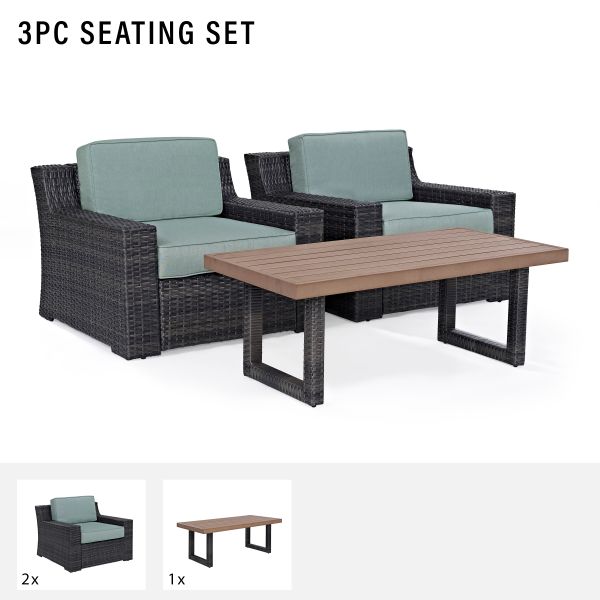 Beaufort 3Pc Outdoor Wicker Chair Set