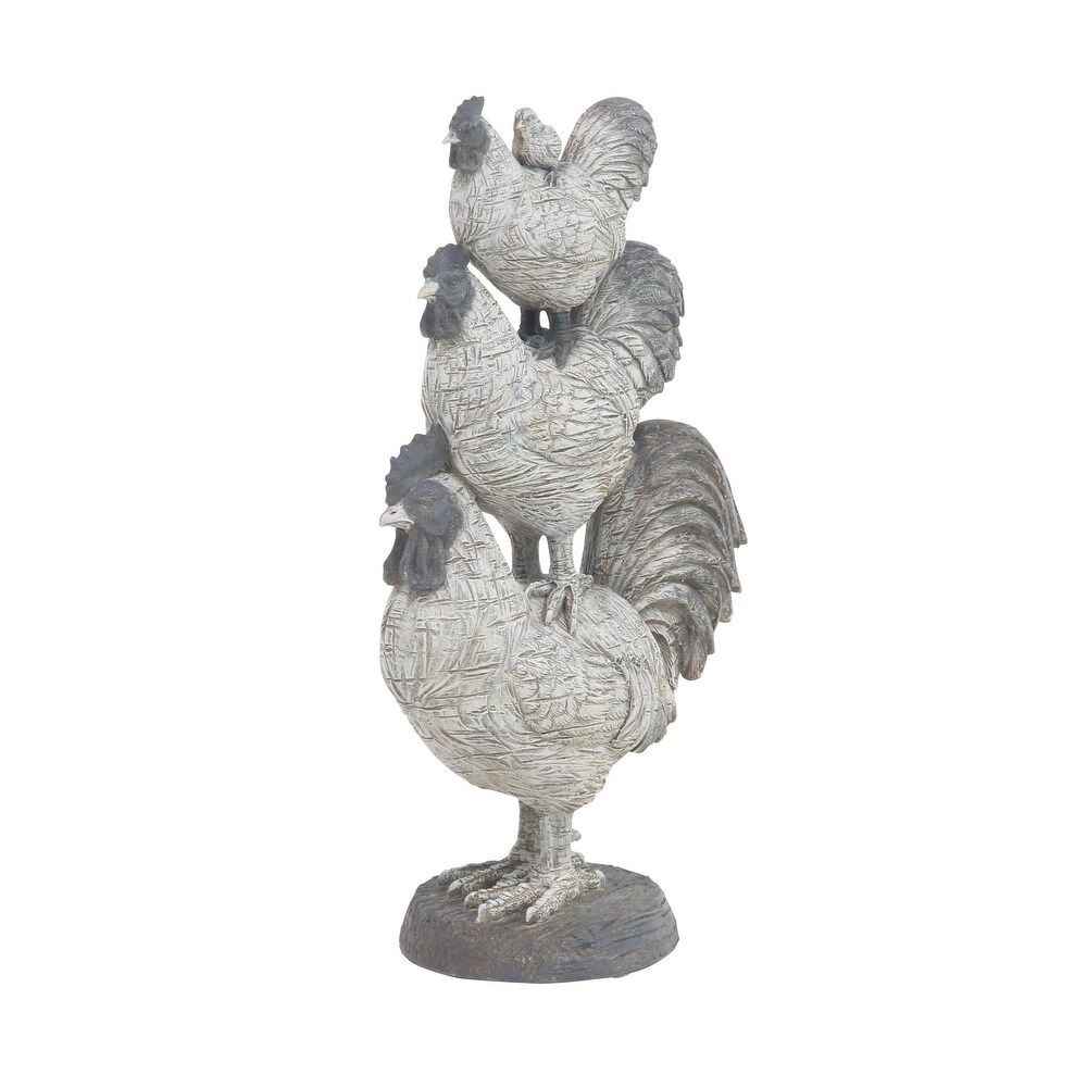 White Polystone Farmhouse Sculpture Rooster 17 x 9 x 6   9 x 6 x 17