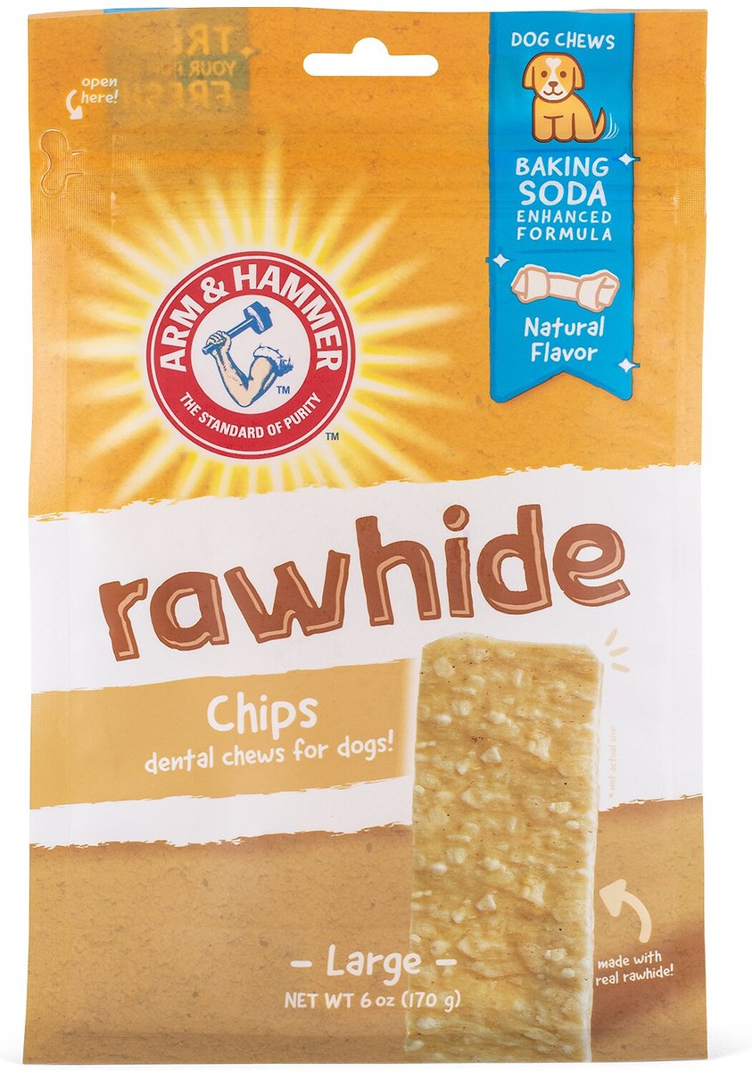 Arm and Hammer Large Rawhide Chips Dog Treats， 6-oz bag