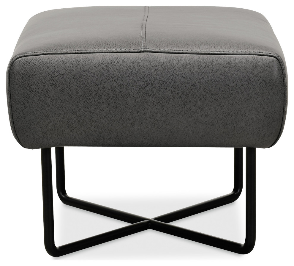 Hooker Furniture Efron Ottoman w/ Black Metal Base   Transitional   Footstools And Ottomans   by Buildcom  Houzz