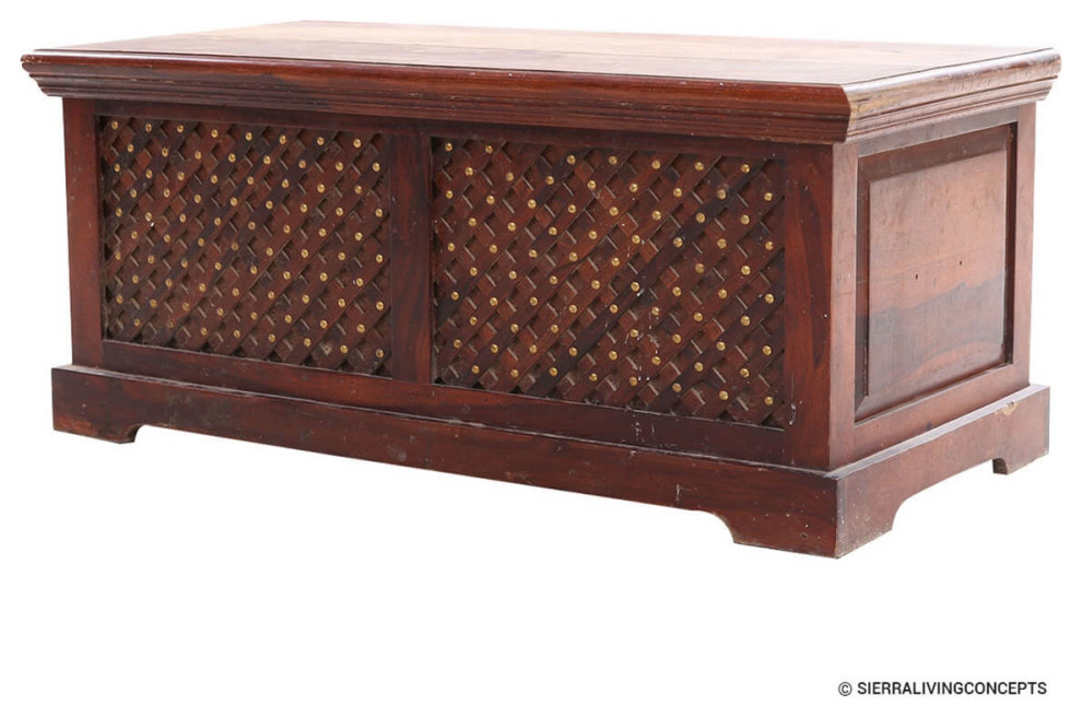 Brass Multi use Solid Wood Coffee Table Chest   Farmhouse   Coffee Tables   by Sierra Living Concepts Inc  Houzz