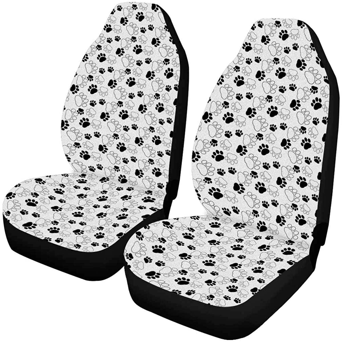 ZHANZZK Set of 2 Car Seat Covers Cute Pet Dog Paw Hand Drawing Universal Auto Front Seats Protector Fits for Car，SUV Sedan，Truck