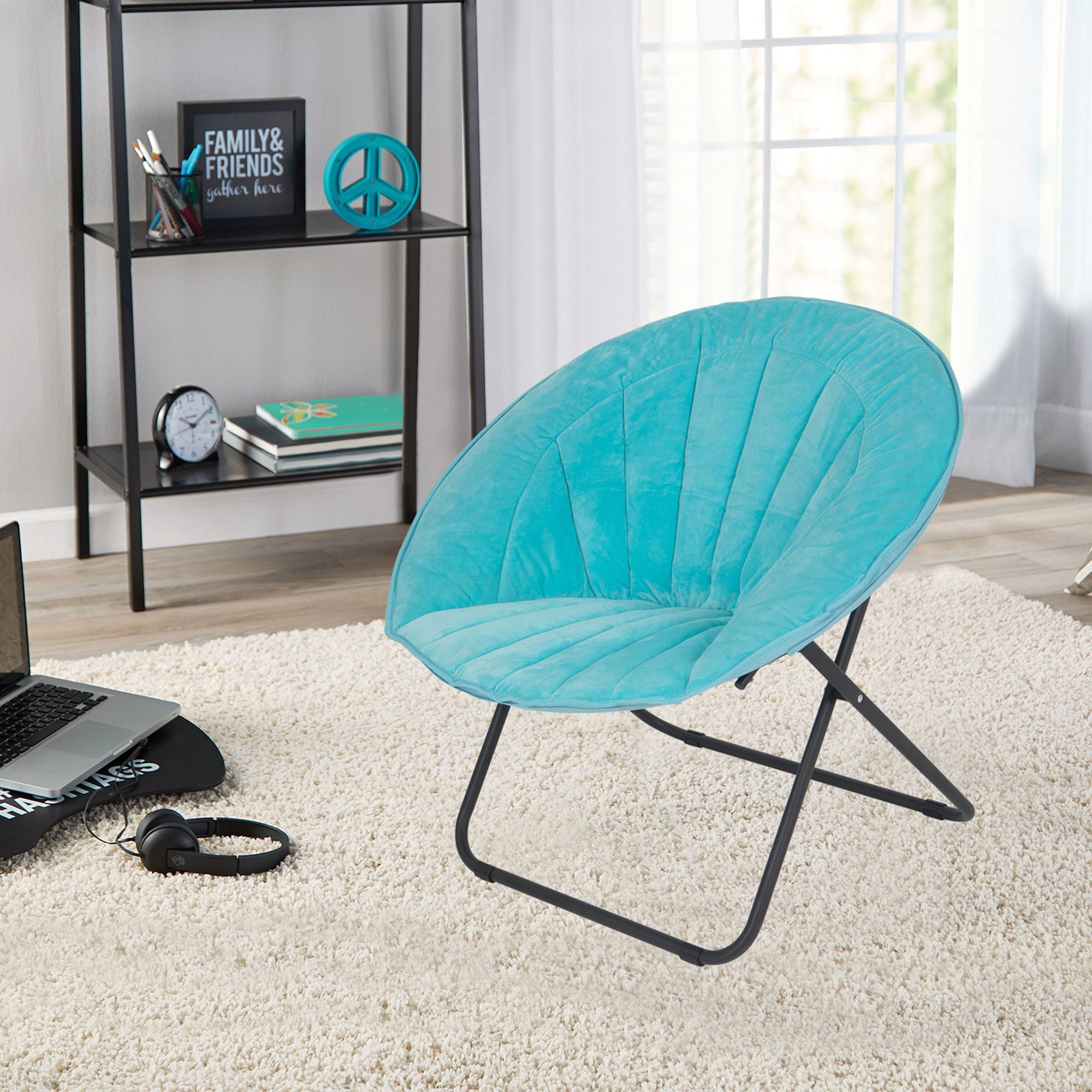 Mainstays Velvet Saucer Chair, Teal