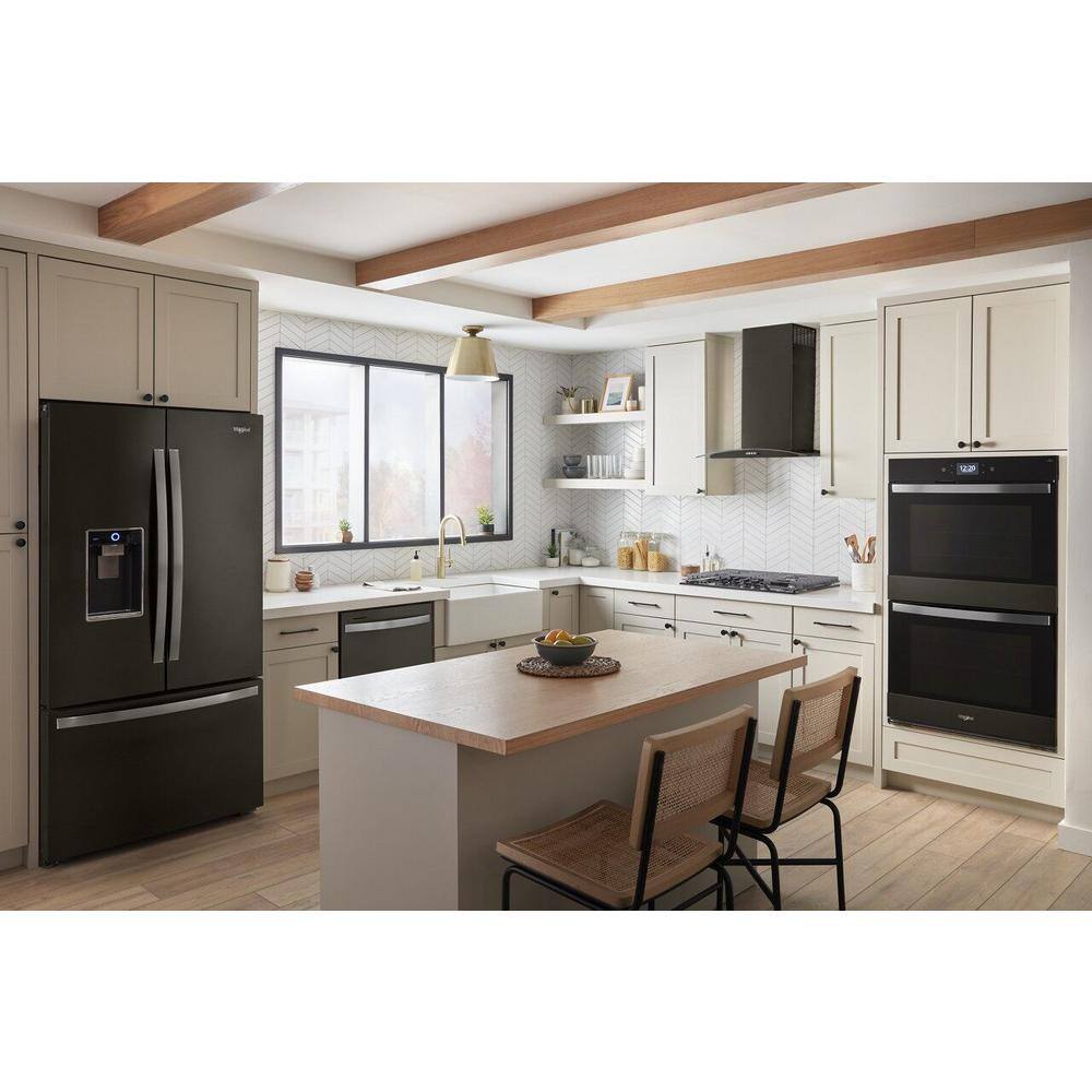 Whirlpool 30 in. Double Electric Wall Oven with True Convection Self-Cleaning in Black Stainless Steel with PrintShield Finish WOED7030PV