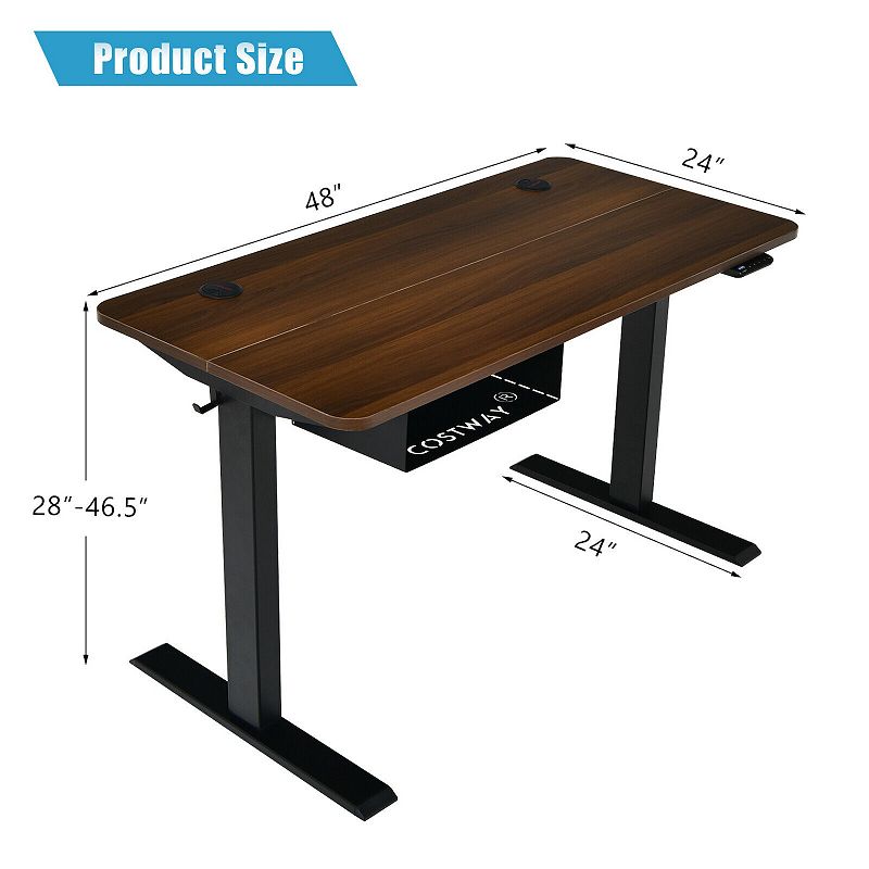 48-inch Electric Height Adjustable Standing Desk with Control Panel