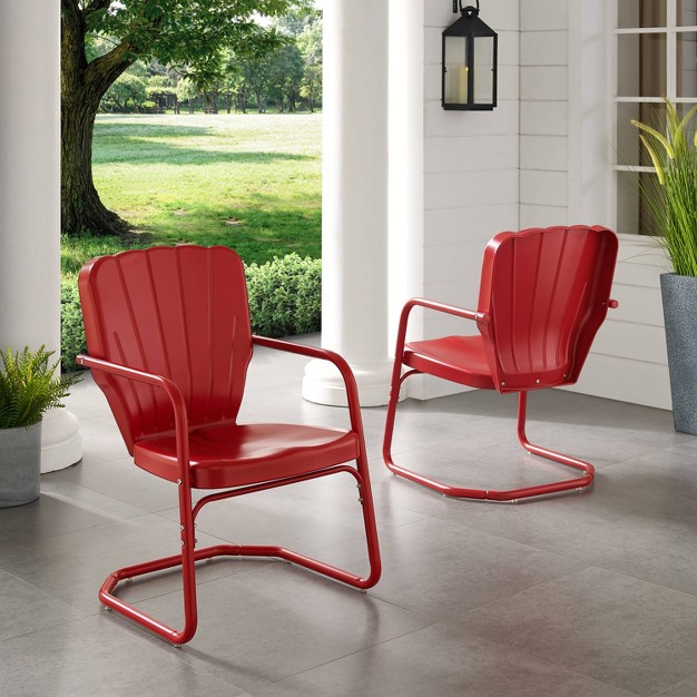 Ridgeland 2pk Outdoor Chairs Red Crosley