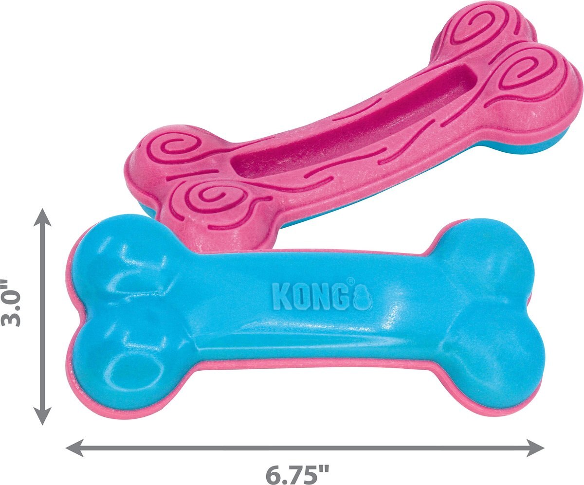 KONG ChewStix Puppy Curve Bone， Pink/Blue