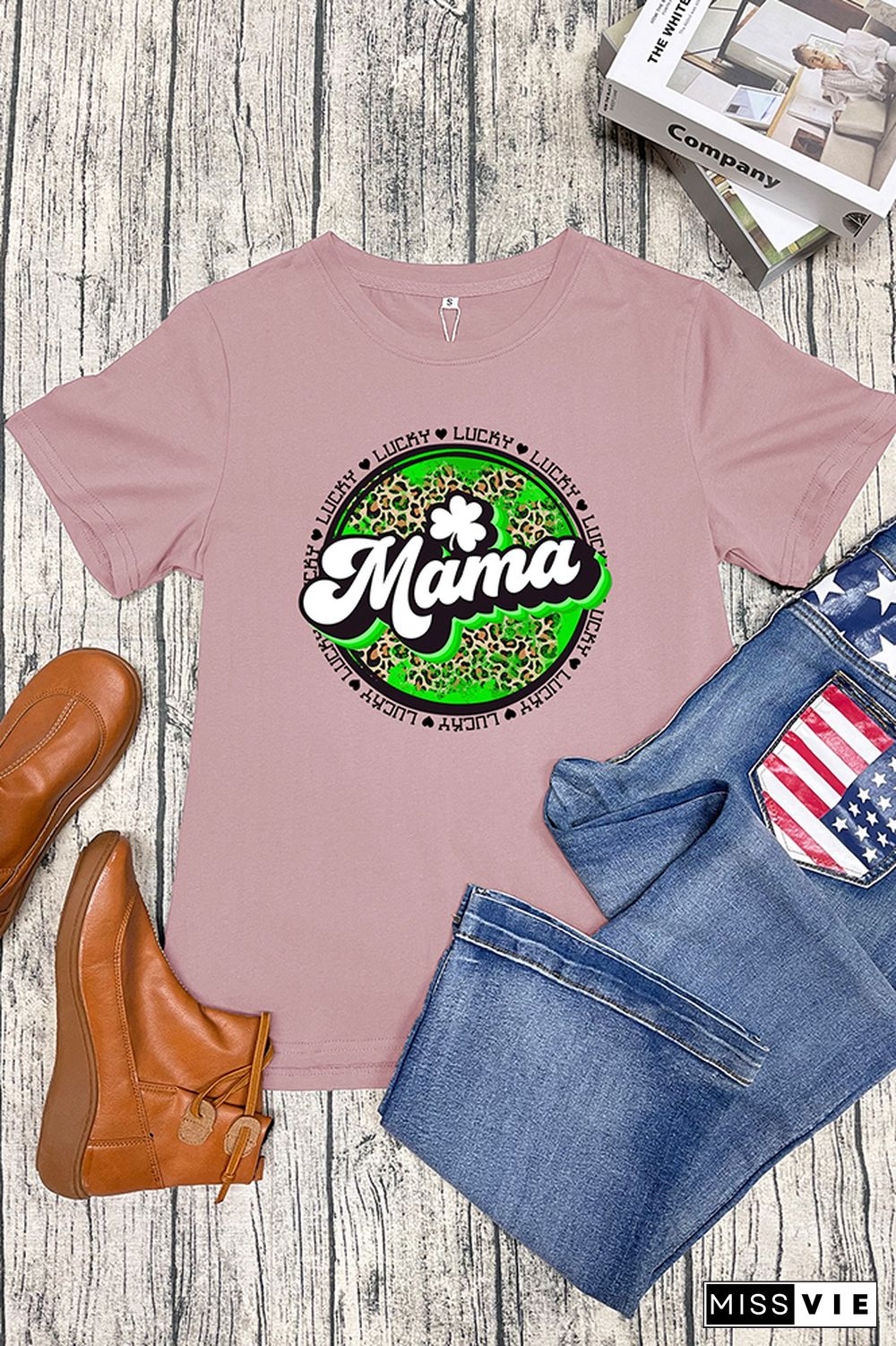 Lucky Mama Short Sleeve Graphic Tee Wholesale