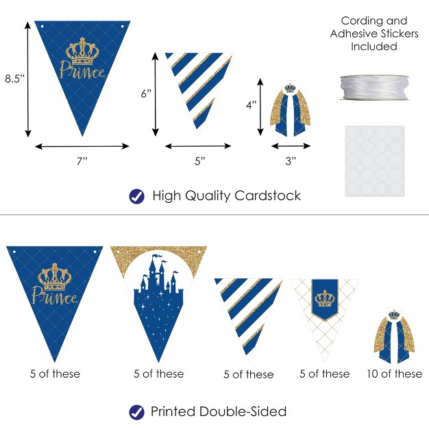 Big Dot Of Happiness Royal Prince Charming Diy Baby Shower Or Birthday Party Pennant Garland Decoration Triangle Banner 30 Pieces