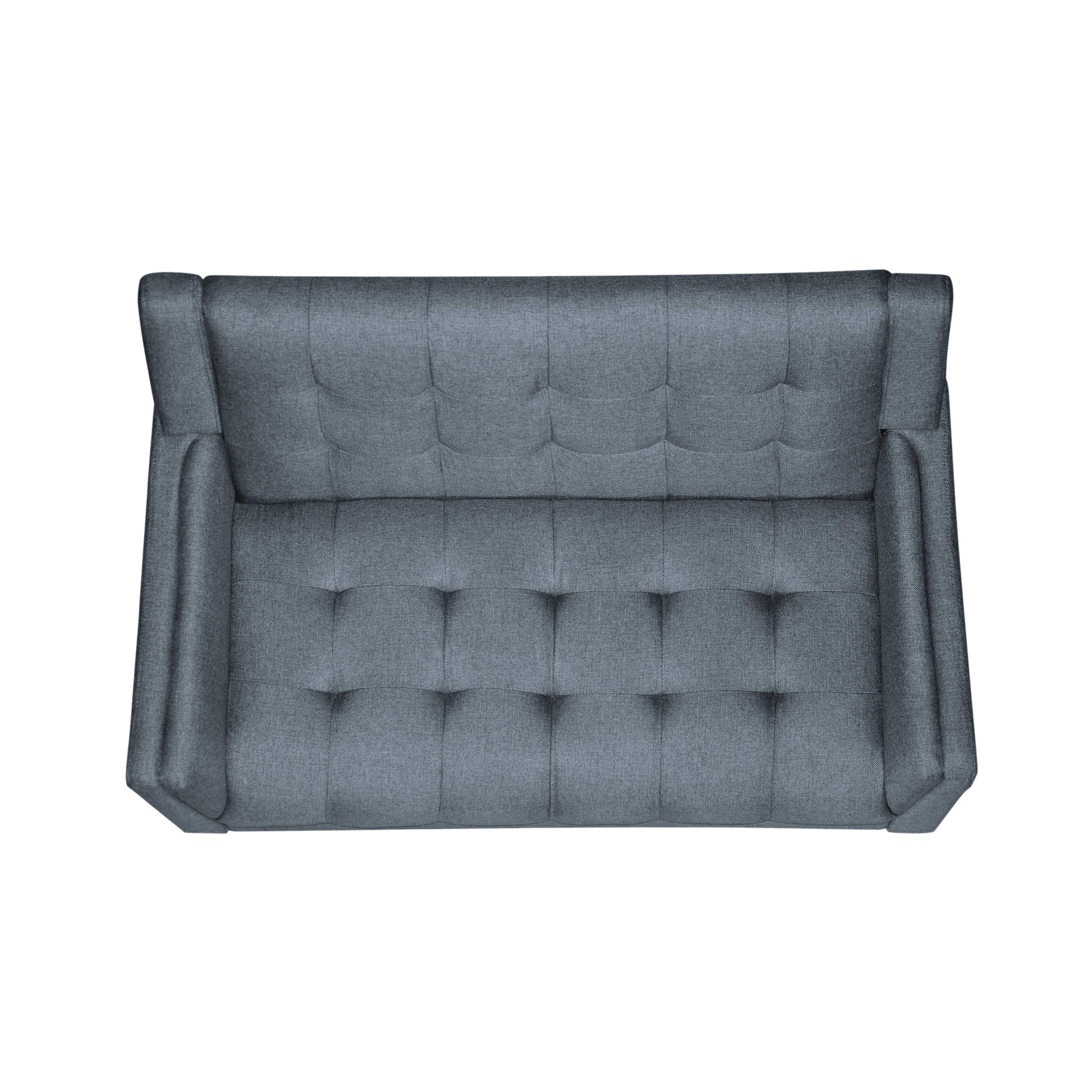 Noble House Laiah Fabric Tufted Loveseat, Dark Gray