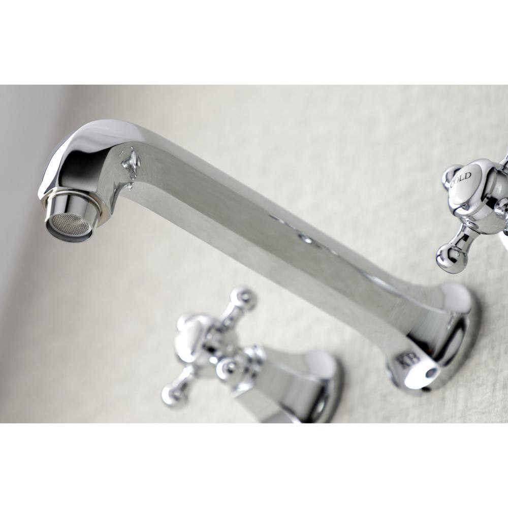 Kingston Brass Metropolitan 2-Handle Wall Mount Bathroom Faucet in Polished Chrome HKS4021BX