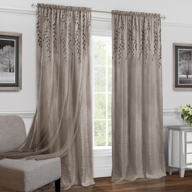 Kate Aurora Traditional Home 2 Pack Double Layered Embroidered Floral Sheer Curtains