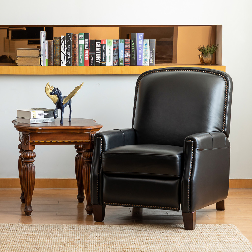 Genuine Leather Cigar Recliner With Nail Head Trim   Transitional   Recliner Chairs   by Karat Home  Houzz