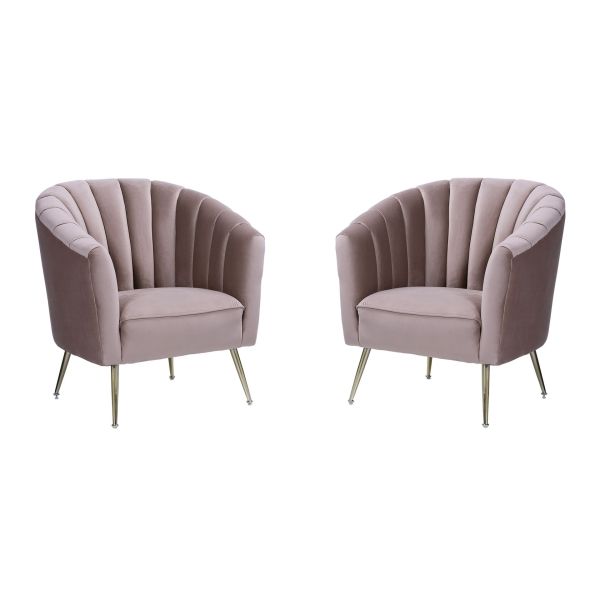 Rosemont Accent Chair in Blush and Gold (Set of 2)