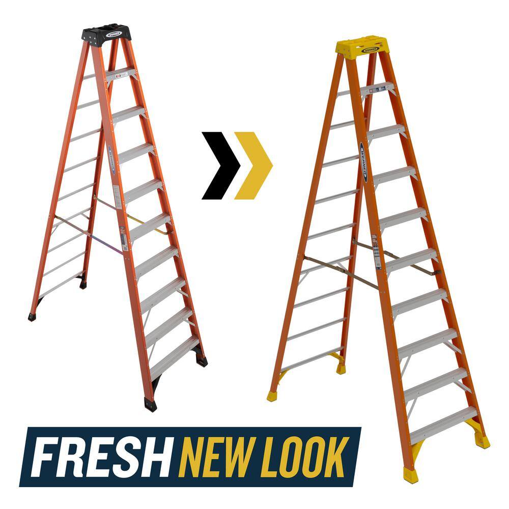 Werner 10 ft. Fiberglass Step Ladder (14 ft. Reach Height) 300 lbs. Load Capacity Type IA Duty Rating NXT1A10