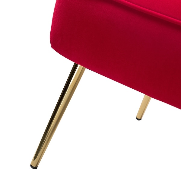 Monica Upholstered Modern Tufted Side Chair with Gold Legs Set of 2 by HULALA HOME