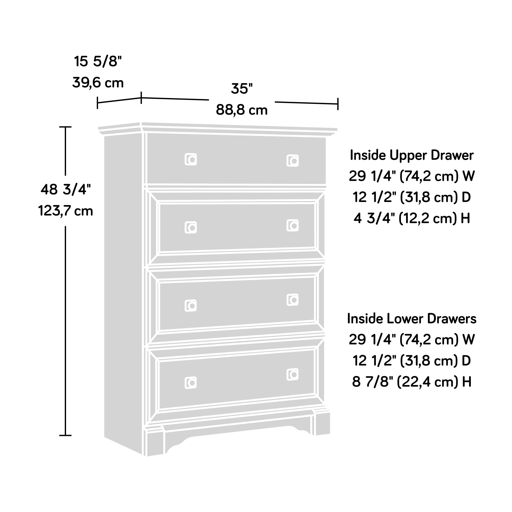 Sauder Palladia 4 Drawer Chest, Split Oak Finish