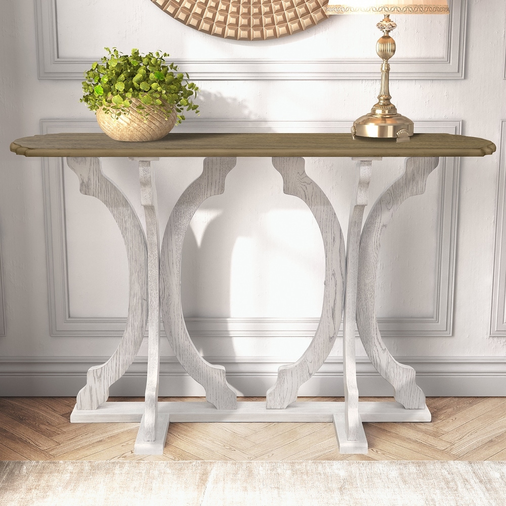 GALANO Doynton 45.9 in. Oval Solid Wood Console Table