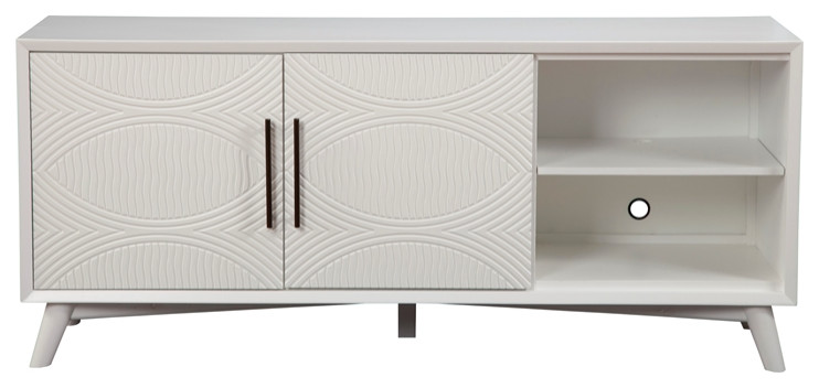 Alpine Furniture Tranquility Wood TV Console in White   Midcentury   Entertainment Centers And Tv Stands   by VirVentures  Houzz