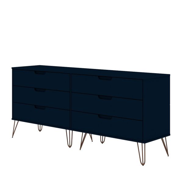 Rockefeller 6-Drawer Double Low Dresser in Tatiana Midnight Blue