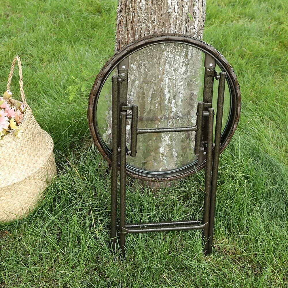 Foldable Patio Rattan Side Table
