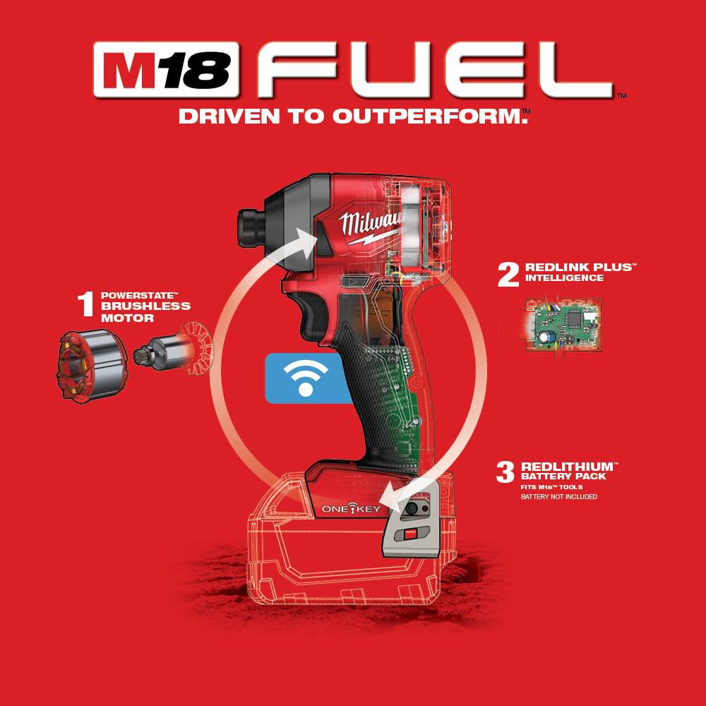 MW M18 FUEL 1/4 in. Hex Impact Driver with One Key 2857-20 from MW