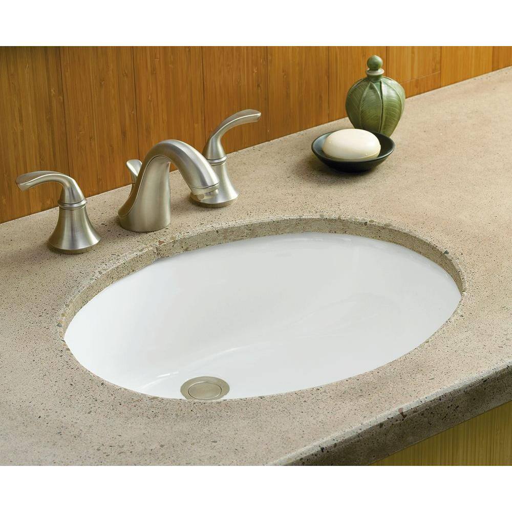 KOHLER Caxton Vitreous China Undermount Bathroom Sink in White with Overflow Drain K-2210-0