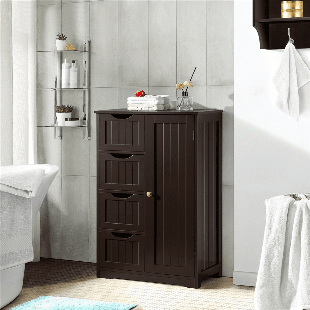 Easyfashion Wooden Bathroom Cabinet Storage Cabinet Espresso