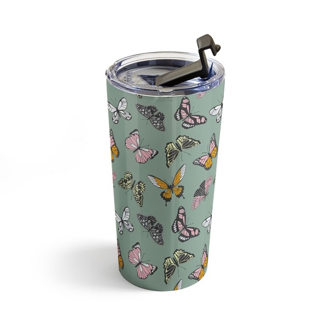 Emanuela Carratoni Wild Butterflies 20 Oz Stainless Steel Travel Mug Deny Designs