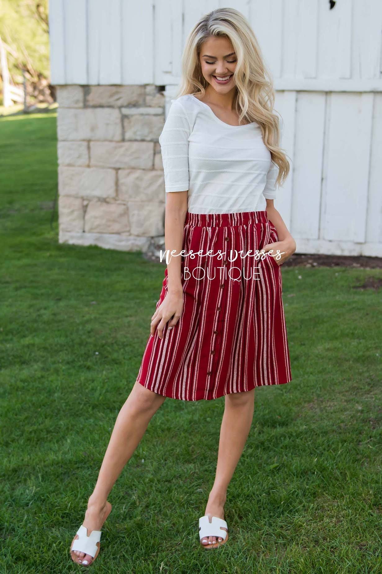 Burst Of Joy Striped Button Skirt