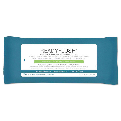 Medline ReadyFlush Biodegradable Flushable Wipes， 8 x 12， 24/Pack (MSC263810)