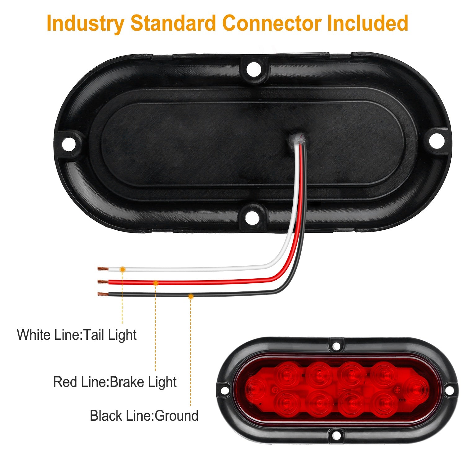 iMounTEK 2Pcs Oval LED Brake Stop IP65 Waterproof Oval Red Trailer Tail Light