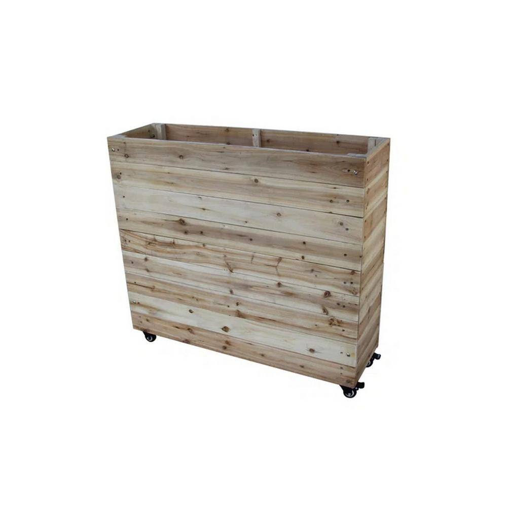 Ejoy 40 in. x 12 in. x 36 in. Solid Wood Mobile Planter Barrier in Unfinished Wood Color SolidWoodPlanter_40x36x12